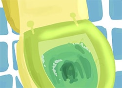 رفع گرفتگی توالت با دستمال کاغذی مرحله 1