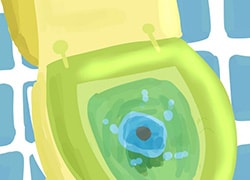 رفع گرفتگی توالت با دستمال کاغذی مرحله 3