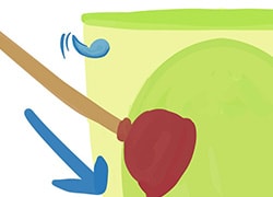 رفع گرفتگی توالت با دستمال کاغذی مرحله 5