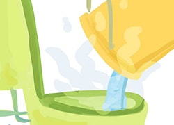 رفع گرفتگی توالت با دستمال کاغذی مرحله 9